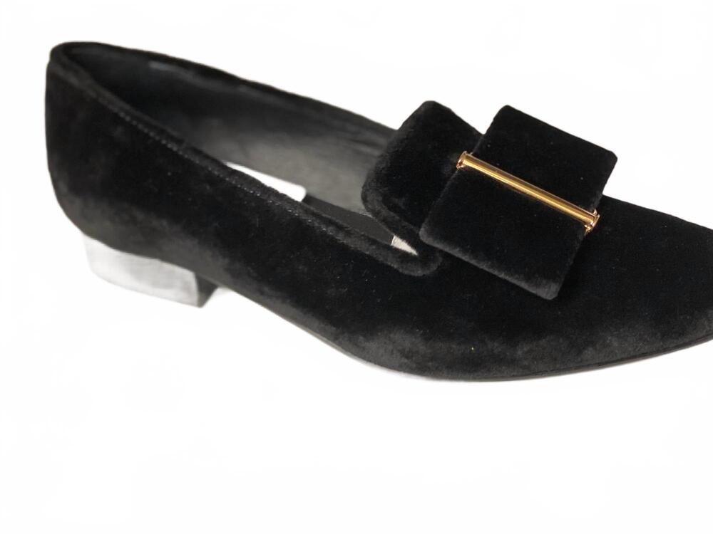 NEW OVIL women's ellie classy bow flats in black velvet